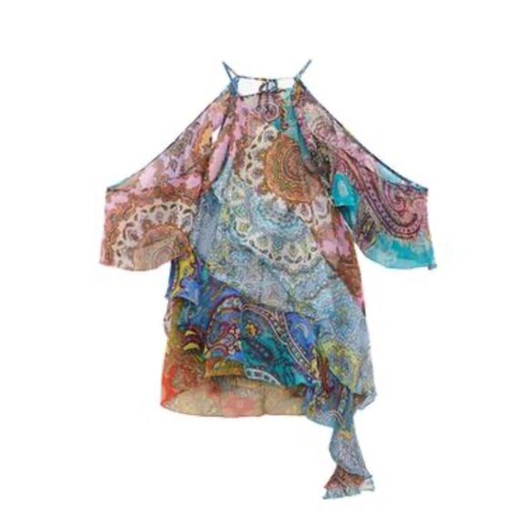 ZARA RUFFLED PATCHWORK TOP - Picture 6 of 9